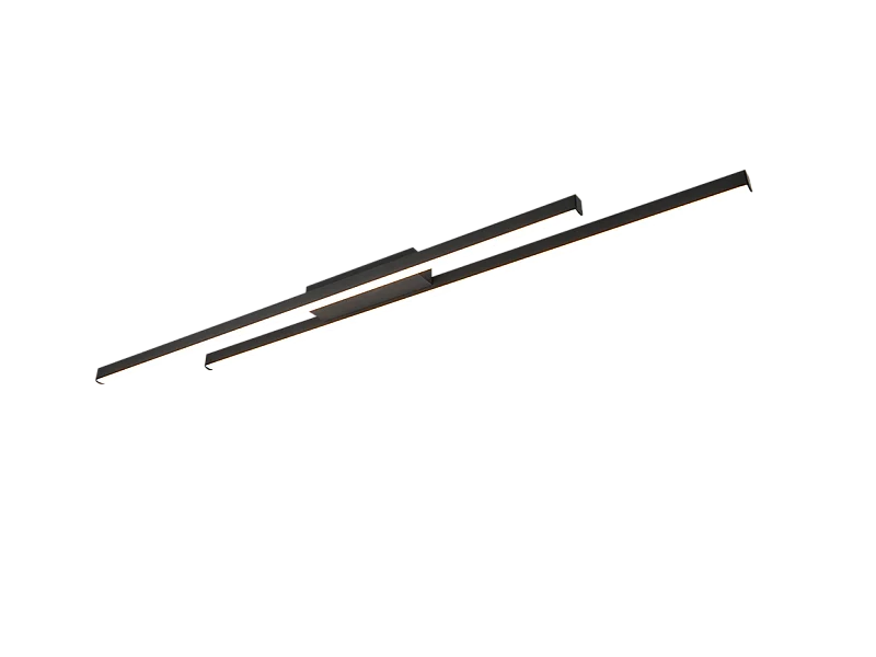 Plafoniera LED, metallo, nero opaco, 110x5x8,5 cm, Odio