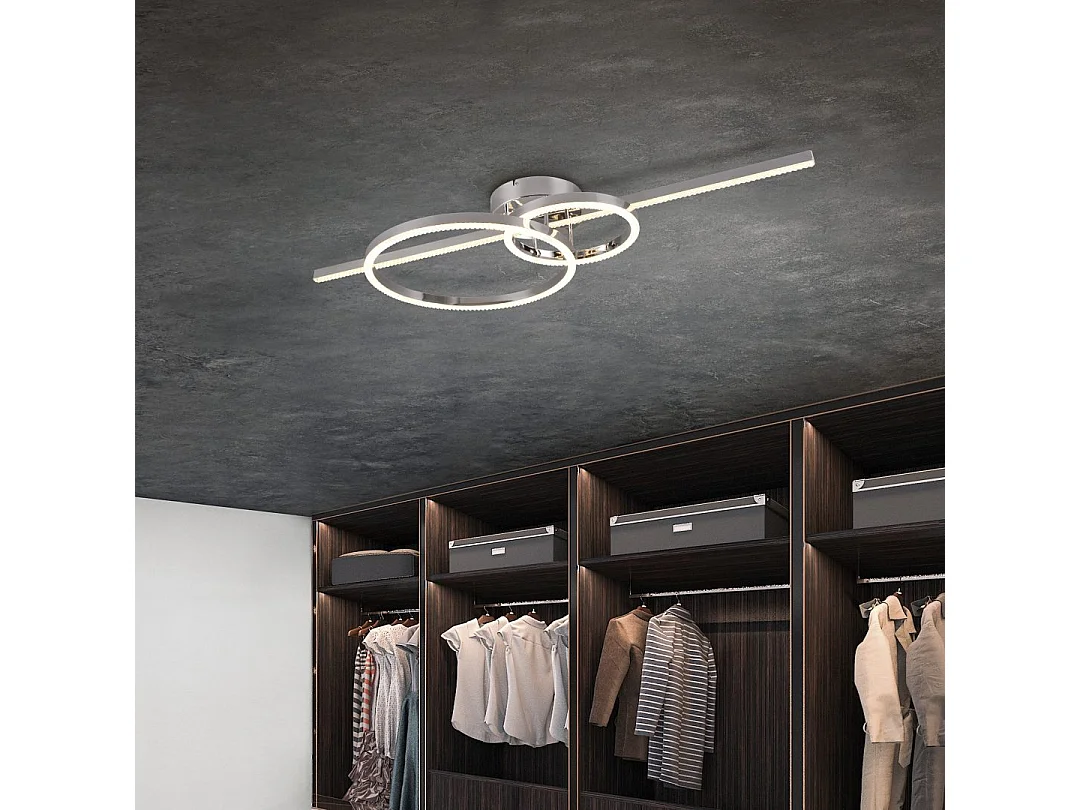 Plafoniera LED, metallo, cromo, 100x12,5x40 cm, Montilla