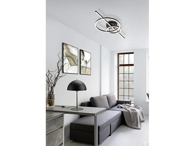 Plafoniera LED, metallo, nero opaco, 100x12,5x40 cm, Montilla