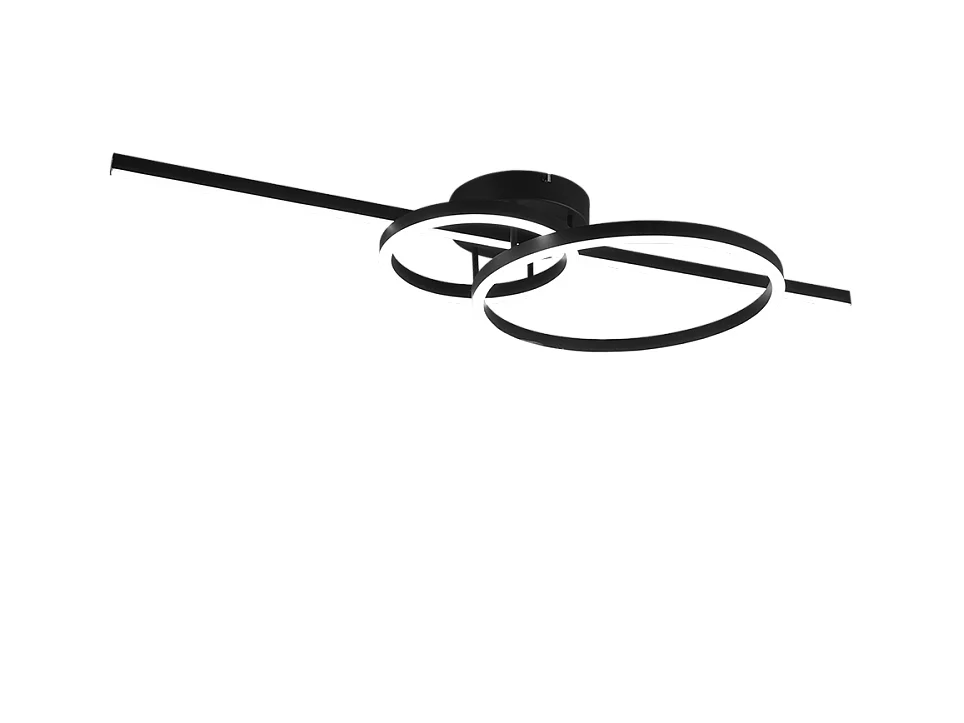 Plafoniera LED, metallo, nero opaco, 100x12,5x40 cm, Montilla