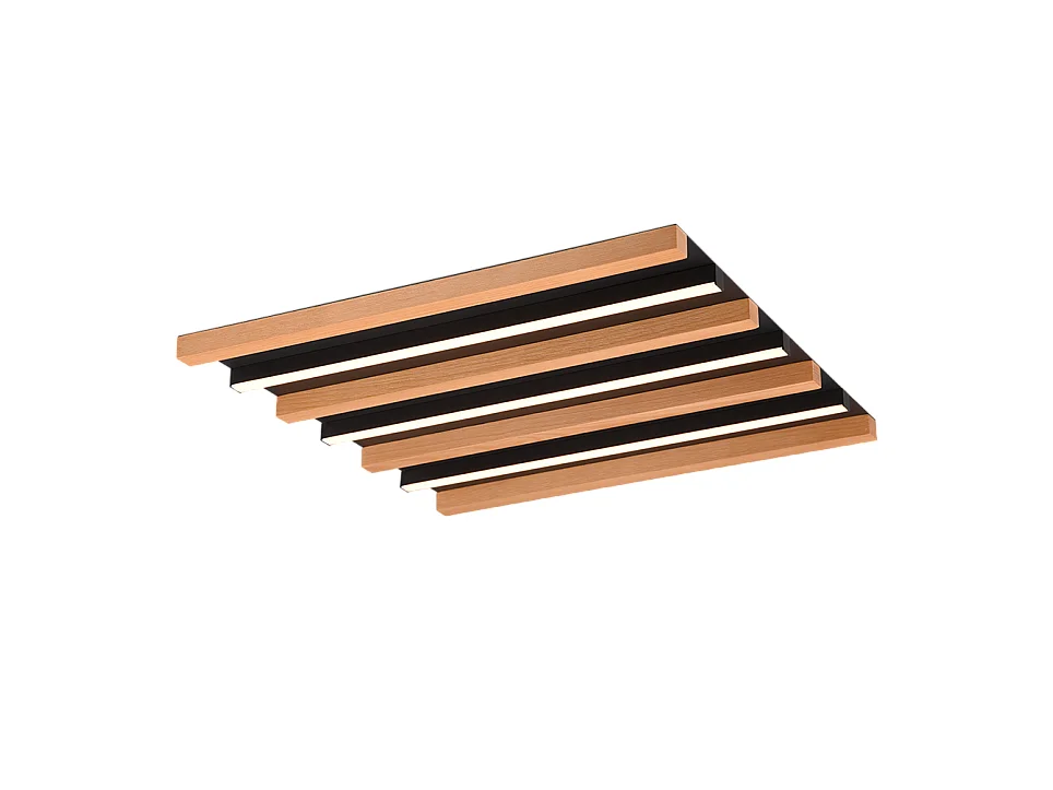 Plafoniera LED, metallo, nero opaco, 46x46x6 cm, Fontana