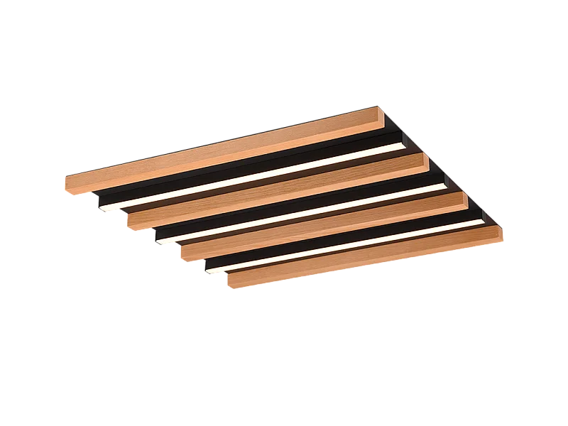 Plafoniera LED, metallo, nero opaco, 46x46x6 cm, Fontana