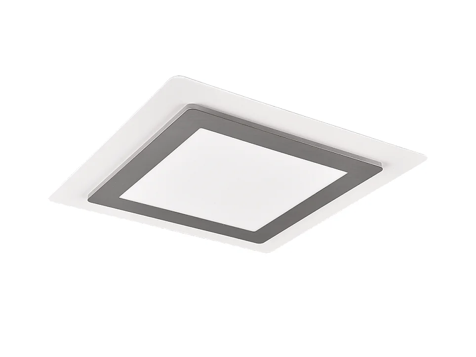 Plafoniera LED, metallo, nichel opaco, 45x4,2x45 cm, Morgan