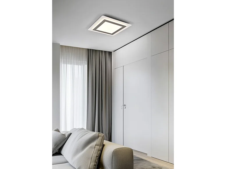 Plafoniera LED, metallo, nichel opaco, 45x4,2x45 cm, Morgan