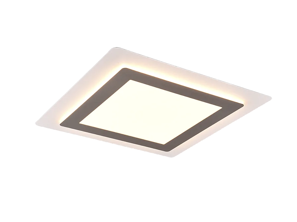 Plafoniera LED, metallo, nichel opaco, 45x4,2x45 cm, Morgan