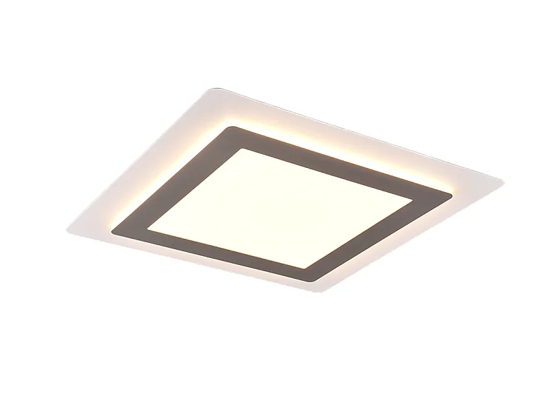 Plafoniera LED, metallo, nichel opaco, 45x4,2x45 cm, Morgan