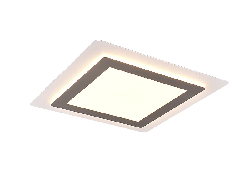 Plafoniera LED, metallo, nichel opaco, 45x4,2x45 cm, Morgan