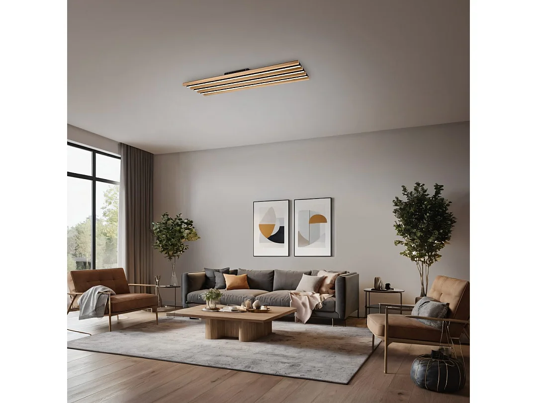 Plafoniera LED, metallo, nero opaco, 114x30x6 cm, Fontana