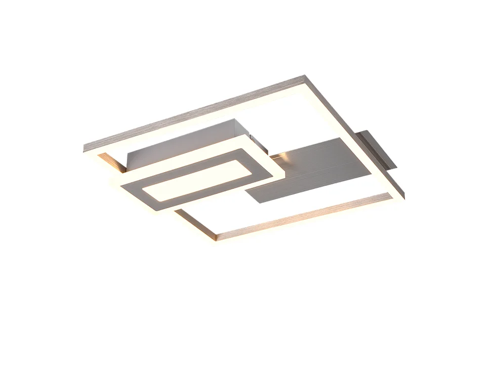 Plafoniera LED, metallo, nichel opaco, 33x4,5x30 cm, Spiro