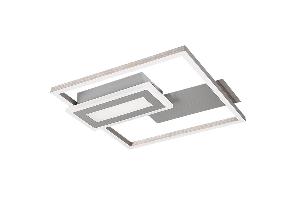 Plafoniera LED, metallo, nichel opaco, 33x4,5x30 cm, Spiro