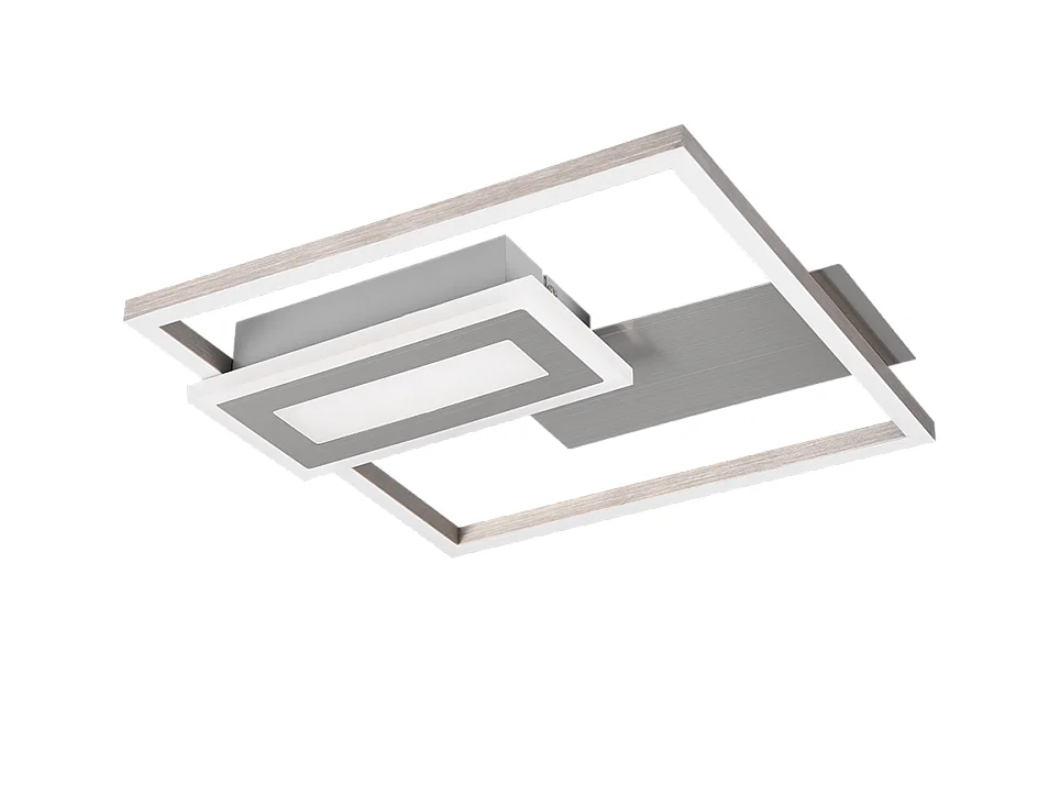 Plafoniera LED, metallo, nichel opaco, 33x4,5x30 cm, Spiro