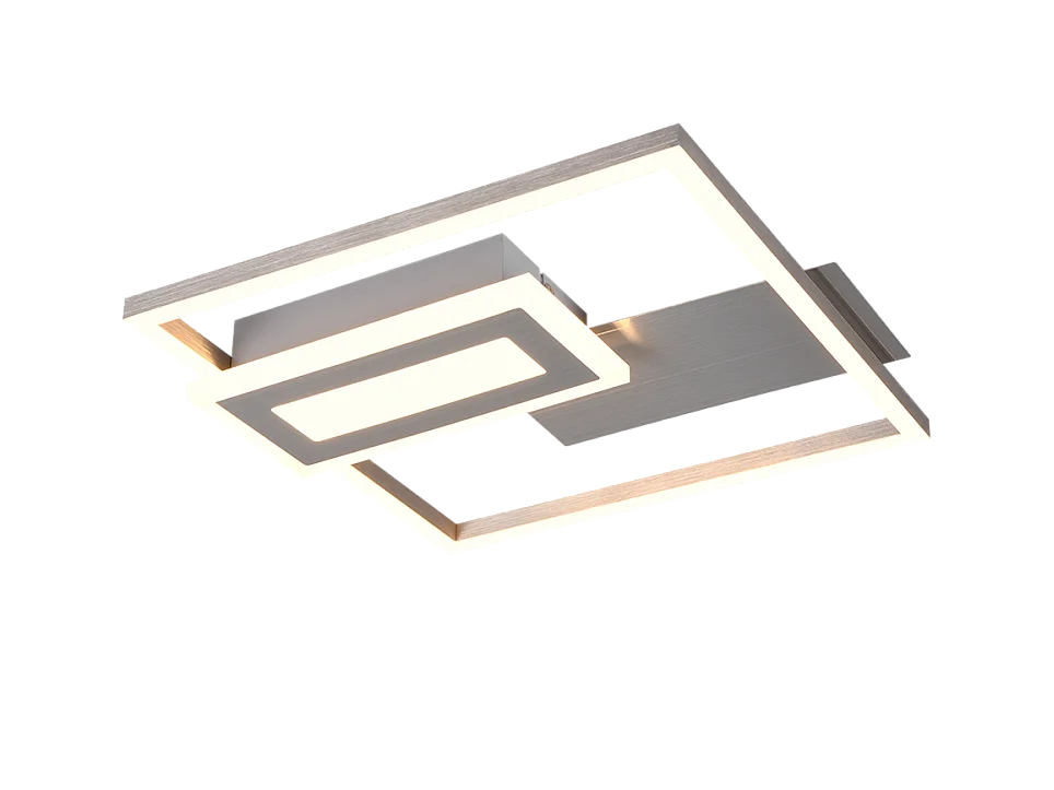 Plafoniera LED, metallo, nichel opaco, 33x4,5x30 cm, Spiro