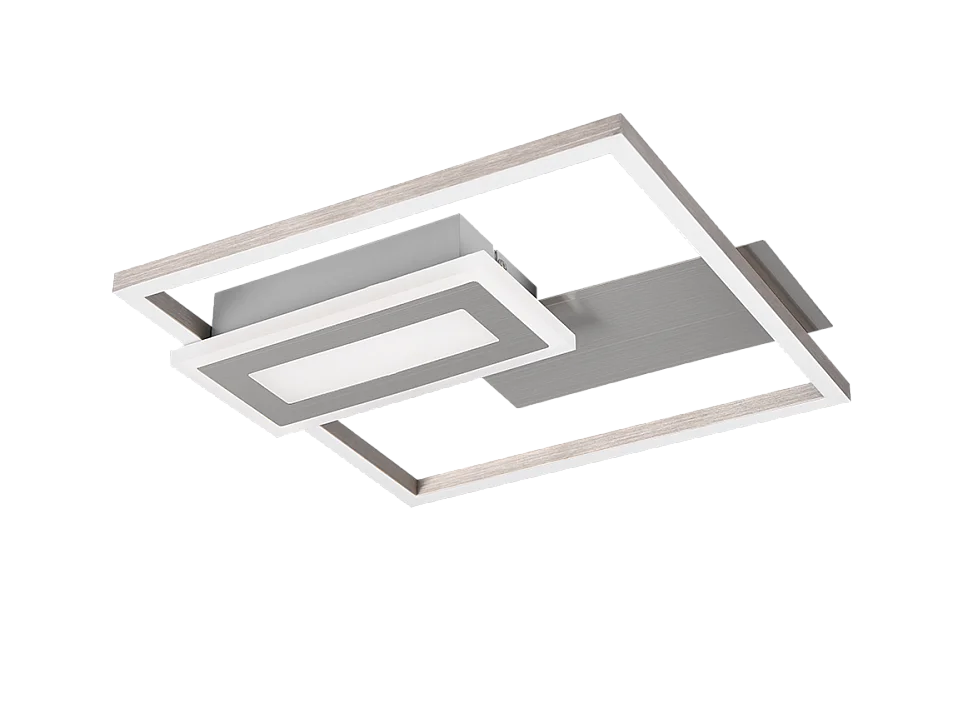 Plafoniera LED, metallo, nichel opaco, 33x4,5x30 cm, Spiro