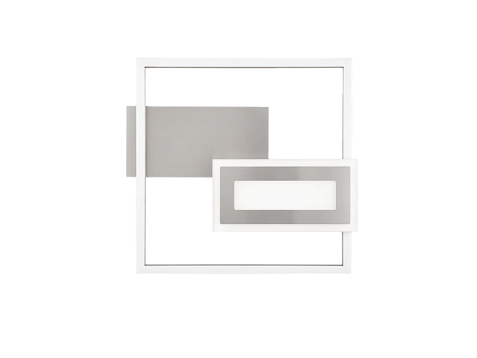 Plafoniera LED, metallo, nichel opaco, 33x4,5x30 cm, Spiro