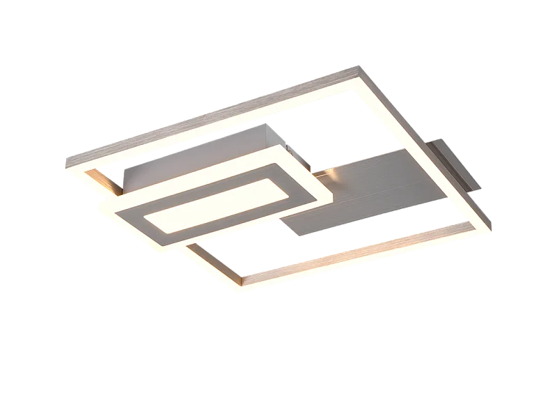 Plafoniera LED, metallo, nichel opaco, 33x4,5x30 cm, Spiro