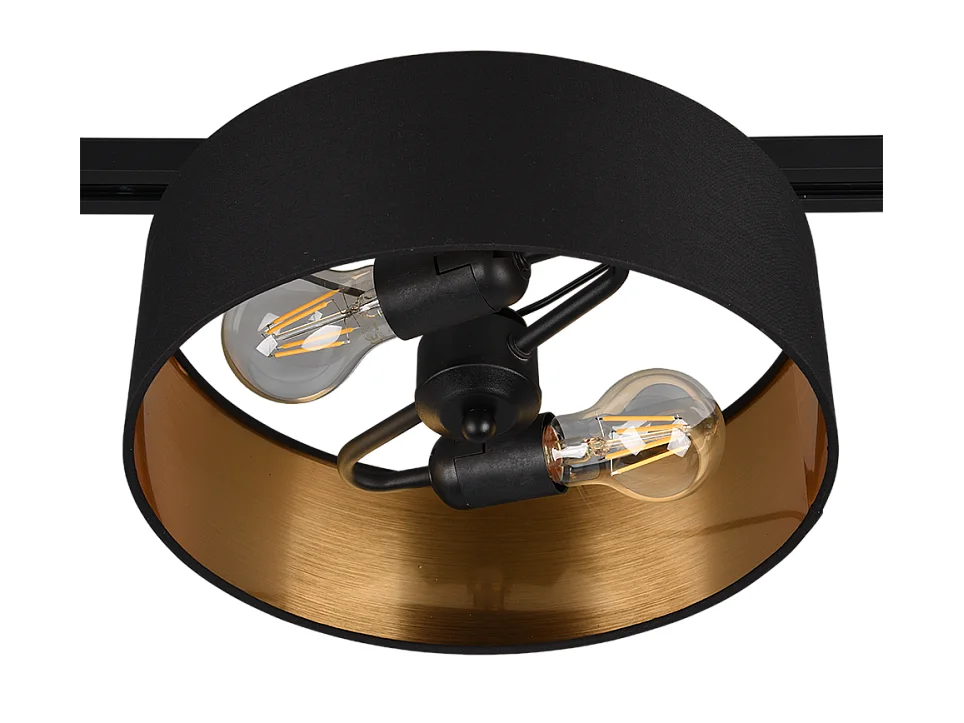 Plafoniera 2 luci, tessuto, oro nero, 30x16,3x30 cm, Duoline