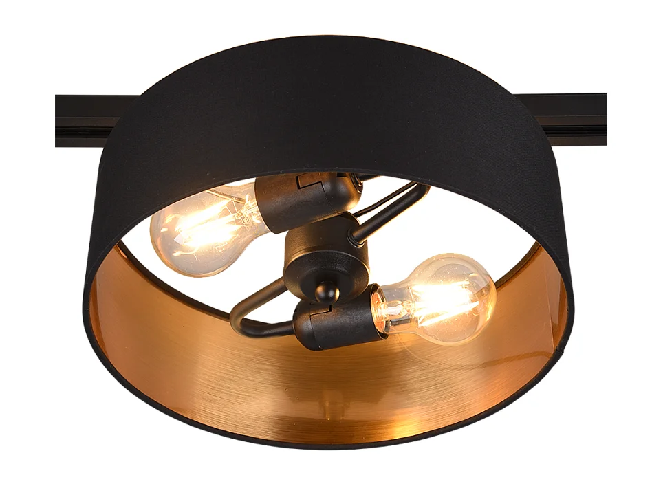 Plafoniera 2 luci, tessuto, oro nero, 30x16,3x30 cm, Duoline