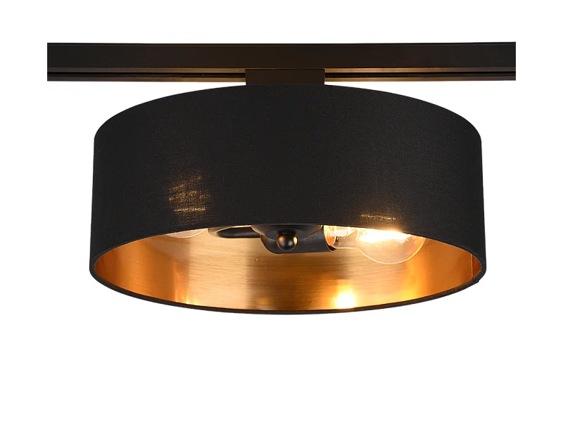 Plafoniera 2 luci, tessuto, oro nero, 30x16,3x30 cm, Duoline