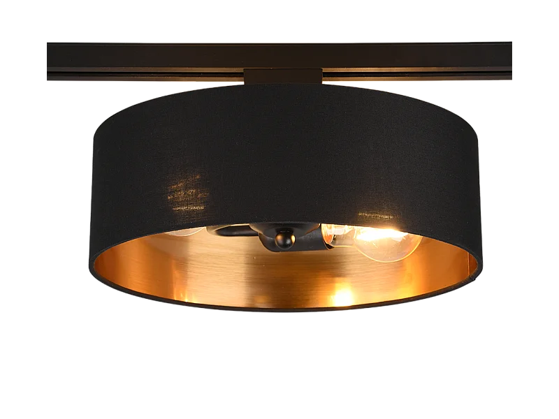 Plafoniera 2 luci, tessuto, oro nero, 30x16,3x30 cm, Duoline