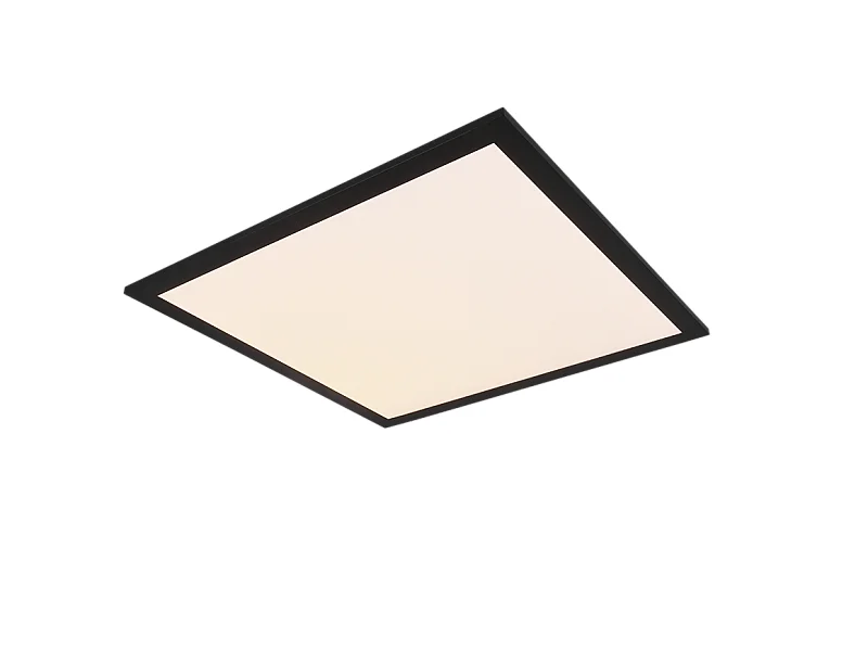 Plafoniera LED, metallo, nero opaco, 45x5x45 cm, Alpha