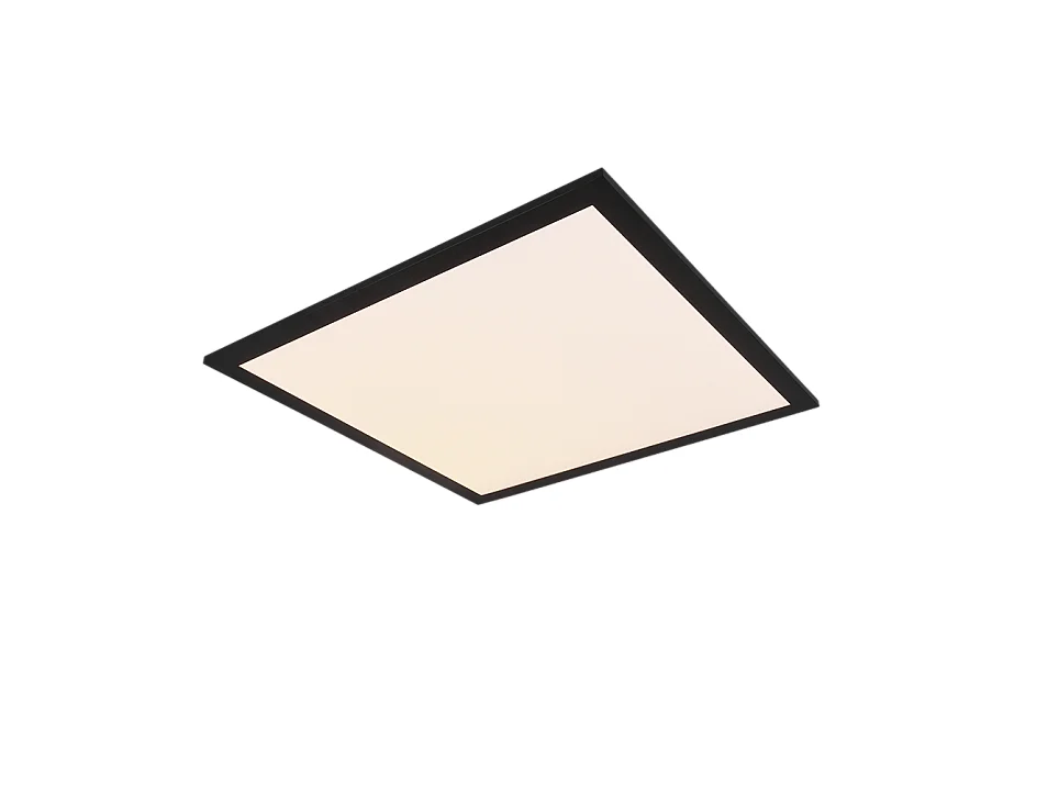 Plafoniera LED, metallo, nero opaco, 45x5x45 cm, Alpha