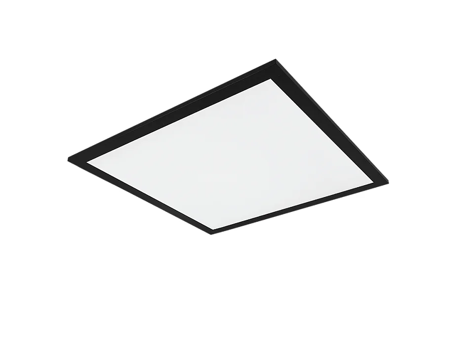 Plafoniera LED, metallo, nero opaco, 45x5x45 cm, Alpha