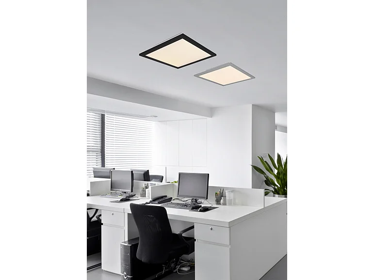 Plafoniera LED, metallo, nero opaco, 45x5x45 cm, Alpha