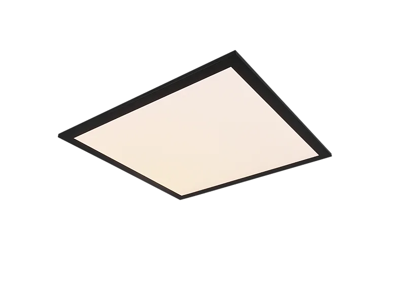 Plafoniera LED, metallo, nero opaco, 45x5x45 cm, Alpha