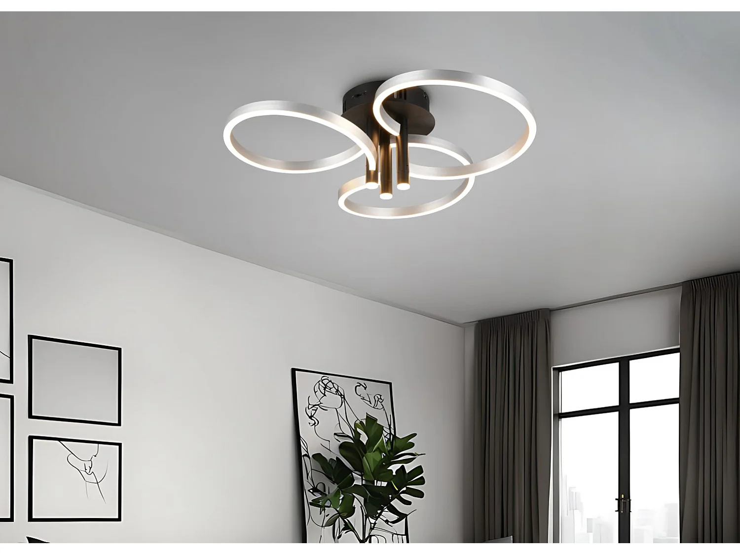 Plafoniera LED, metallo, alluminio, 65,5x20x65,5 cm, Caruso