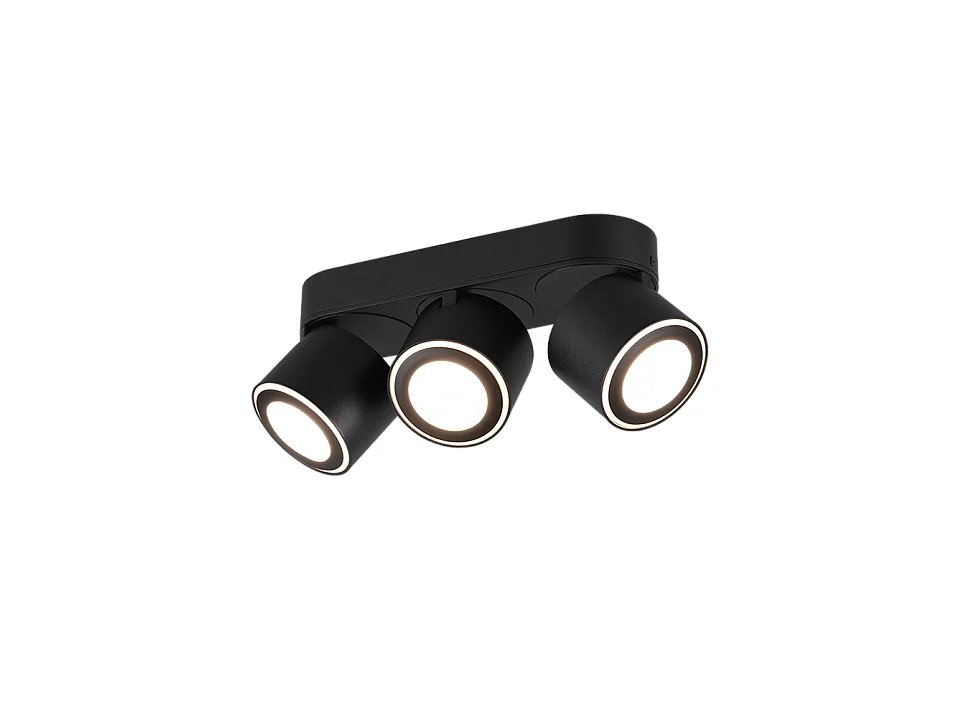Plafoniera LED 3 luci, metallo, nero opaco, 27,3x10,6x8,7 cm, Taurus