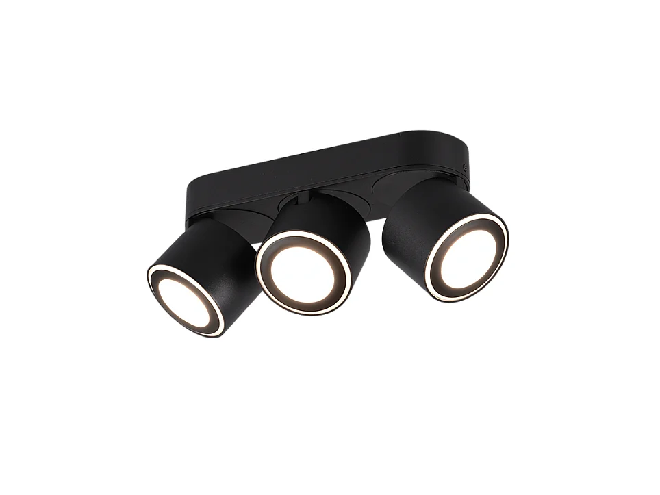 Plafoniera LED 3 luci, metallo, nero opaco, 27,3x10,6x8,7 cm, Taurus