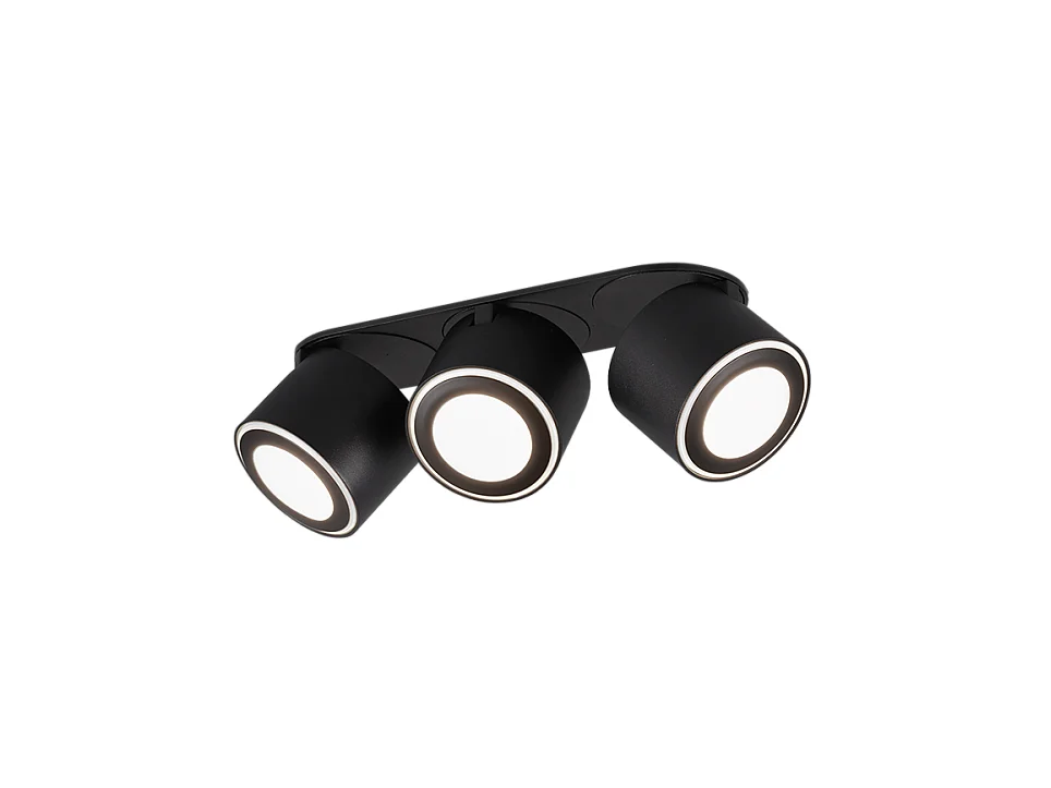 Plafoniera LED 3 luci, metallo, nero opaco, 27,3x10,6x8,7 cm, Taurus