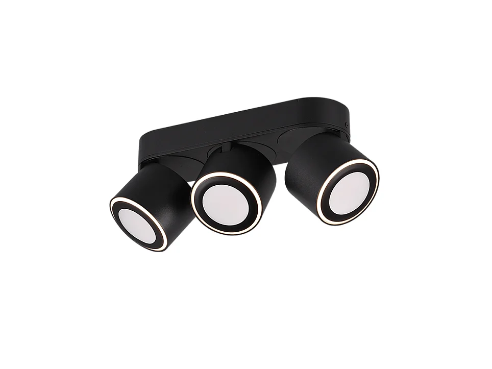 Plafoniera LED 3 luci, metallo, nero opaco, 27,3x10,6x8,7 cm, Taurus