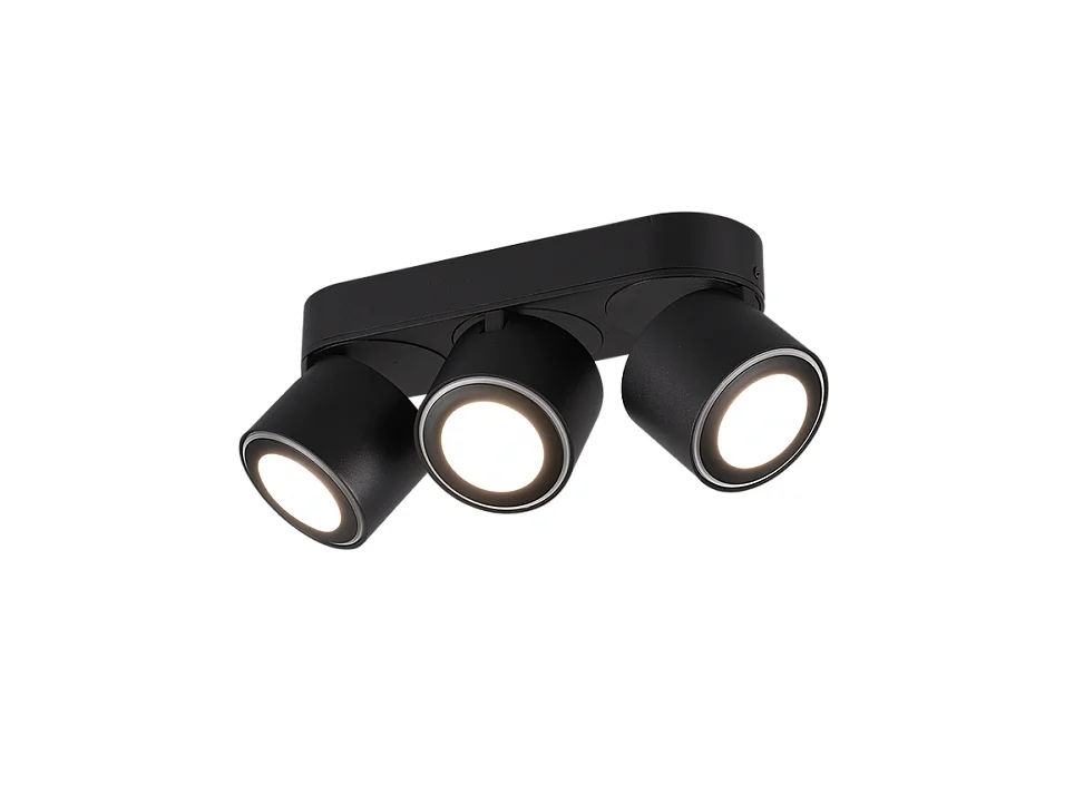 Plafoniera LED 3 luci, metallo, nero opaco, 27,3x10,6x8,7 cm, Taurus