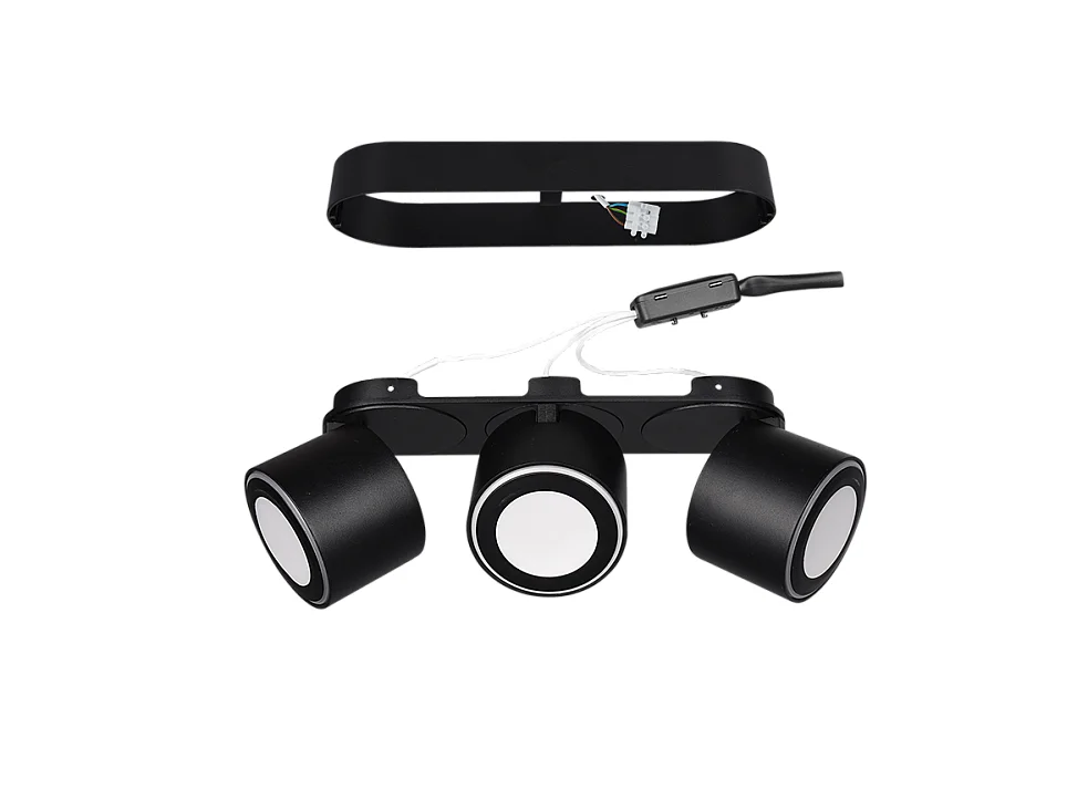 Plafoniera LED 3 luci, metallo, nero opaco, 27,3x10,6x8,7 cm, Taurus