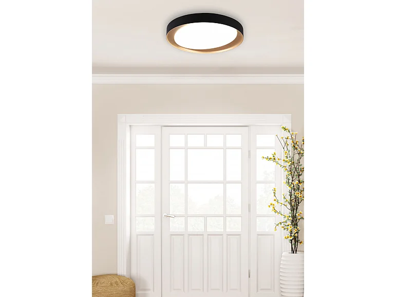 Plafoniera LED, plastica, nero, 48,5x7x48,5 cm, Zeta