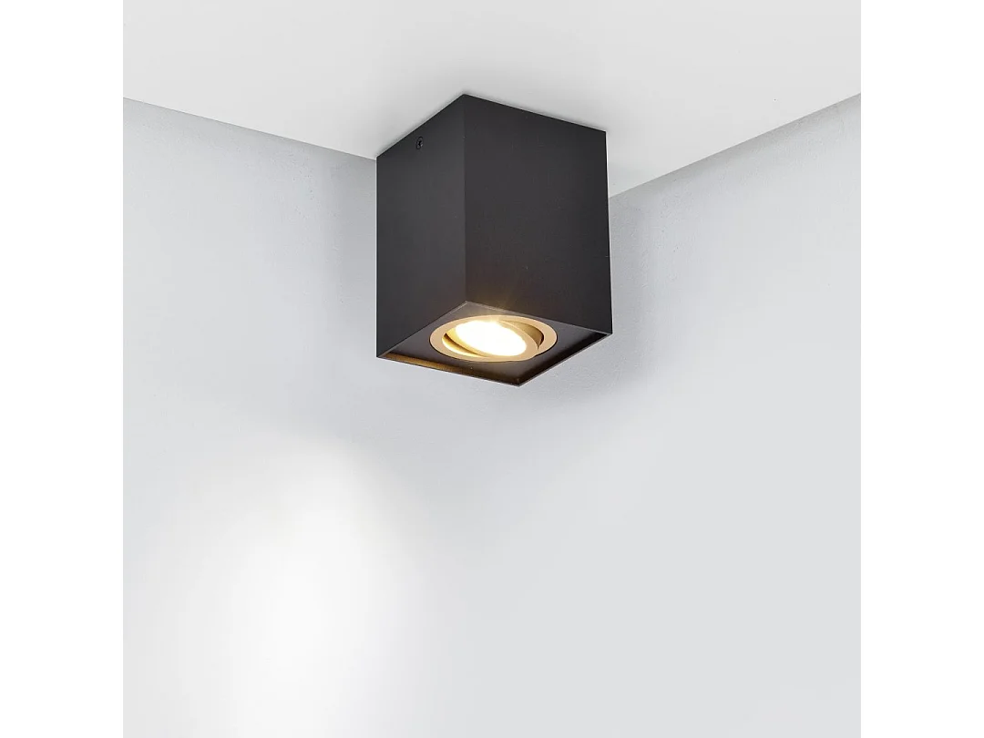 Plafoniera, metallo, oro nero, 9,6x12,5x9,6 cm, Biscuit