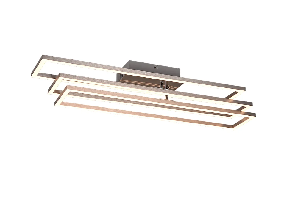 Plafoniera LED, metallo, nichel opaco, 66x10x60 cm, Corso