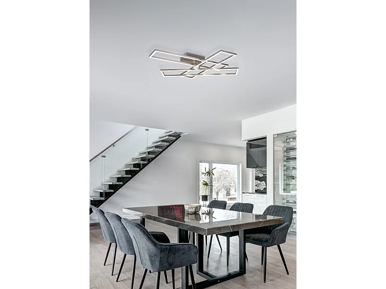 Plafoniera LED, metallo, nichel opaco, 66x10x60 cm, Corso