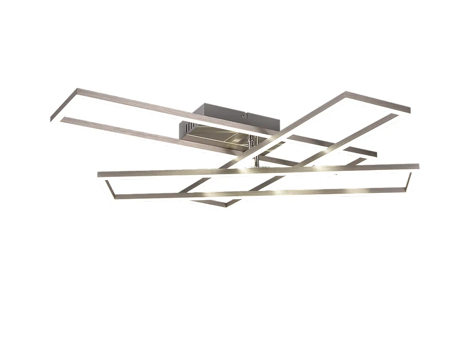 Plafoniera LED, metallo, nichel opaco, 66x10x60 cm, Corso