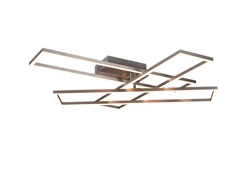 Plafoniera LED, metallo, nichel opaco, 66x10x60 cm, Corso