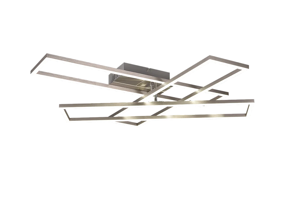 Plafoniera LED, metallo, nichel opaco, 66x10x60 cm, Corso