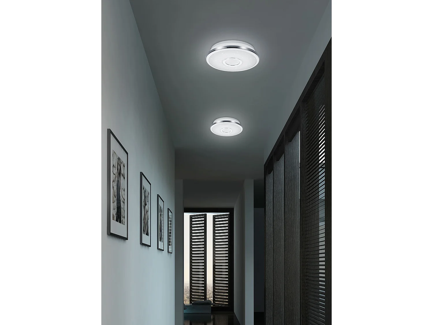 Plafoniera LED, plastica, cromo, 42x7,5x42 cm, Osaka