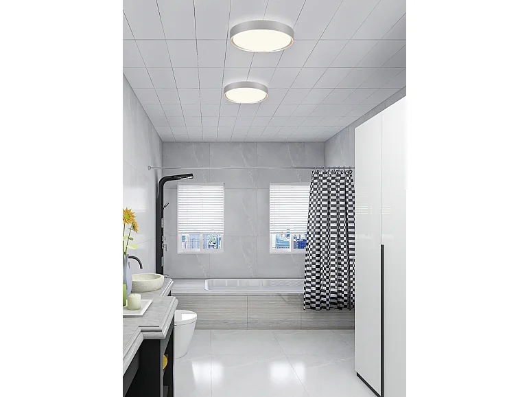 Plafoniera LED, plastica, titano, 33x9x33 cm, Clarimo