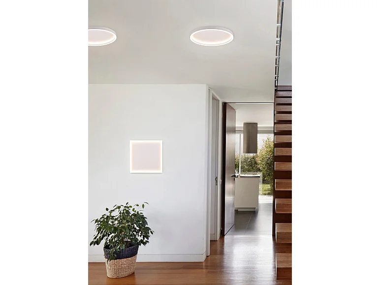 Plafoniera LED, metallo, bianco opaco, 35x5,8x35 cm, Rotonda