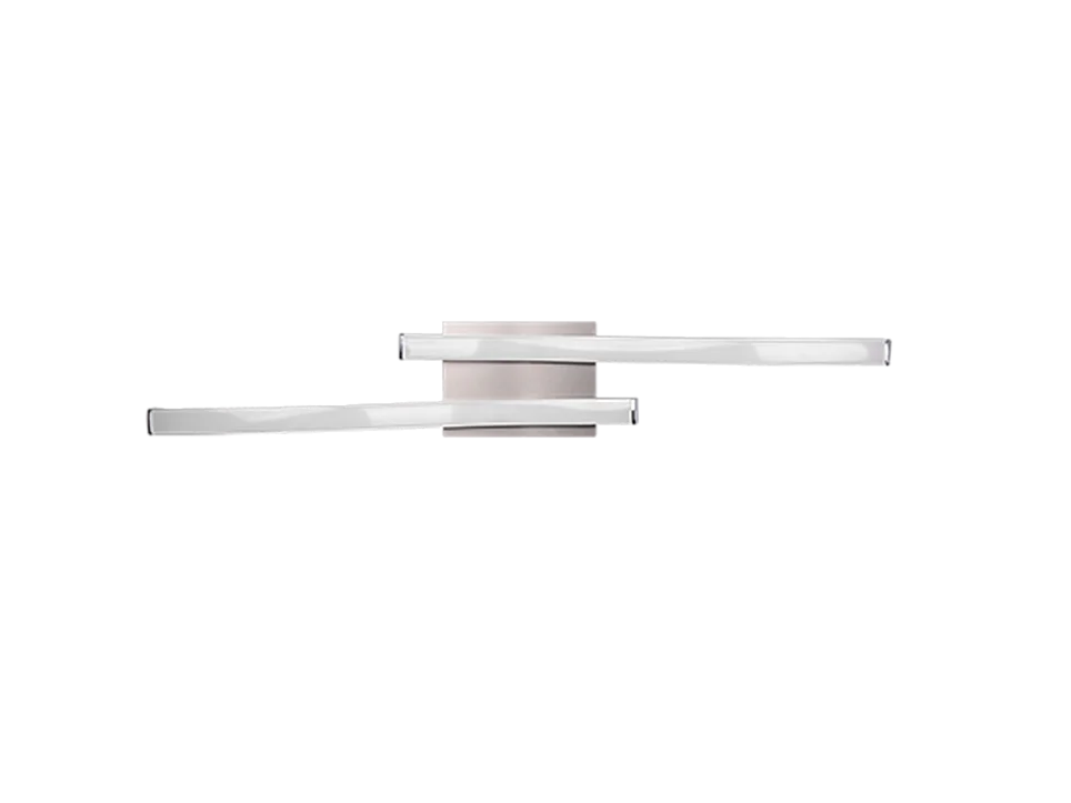 Plafoniera LED 2 luci, metallo, nichel opaco, 56x7x9 cm, Route