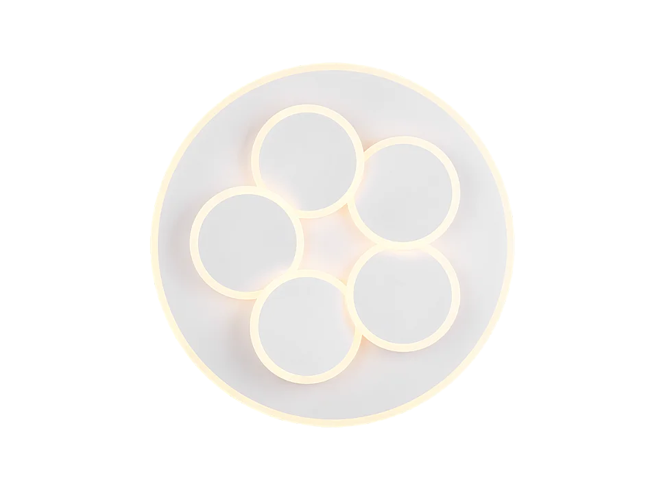 Plafoniera LED, metallo, bianco opaco, 49x7,5x49 cm, Mandala