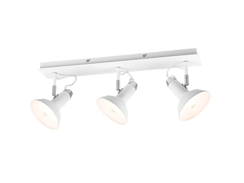 Faretto 3 luci, metallo, bianco opaco, 60x22,8x13,8 cm, Roxie