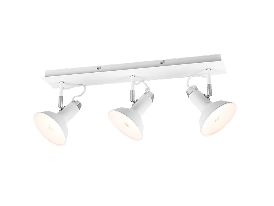 Faretto 3 luci, metallo, bianco opaco, 60x22,8x13,8 cm, Roxie