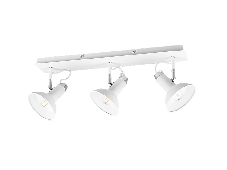 Faretto 3 luci, metallo, bianco opaco, 60x22,8x13,8 cm, Roxie